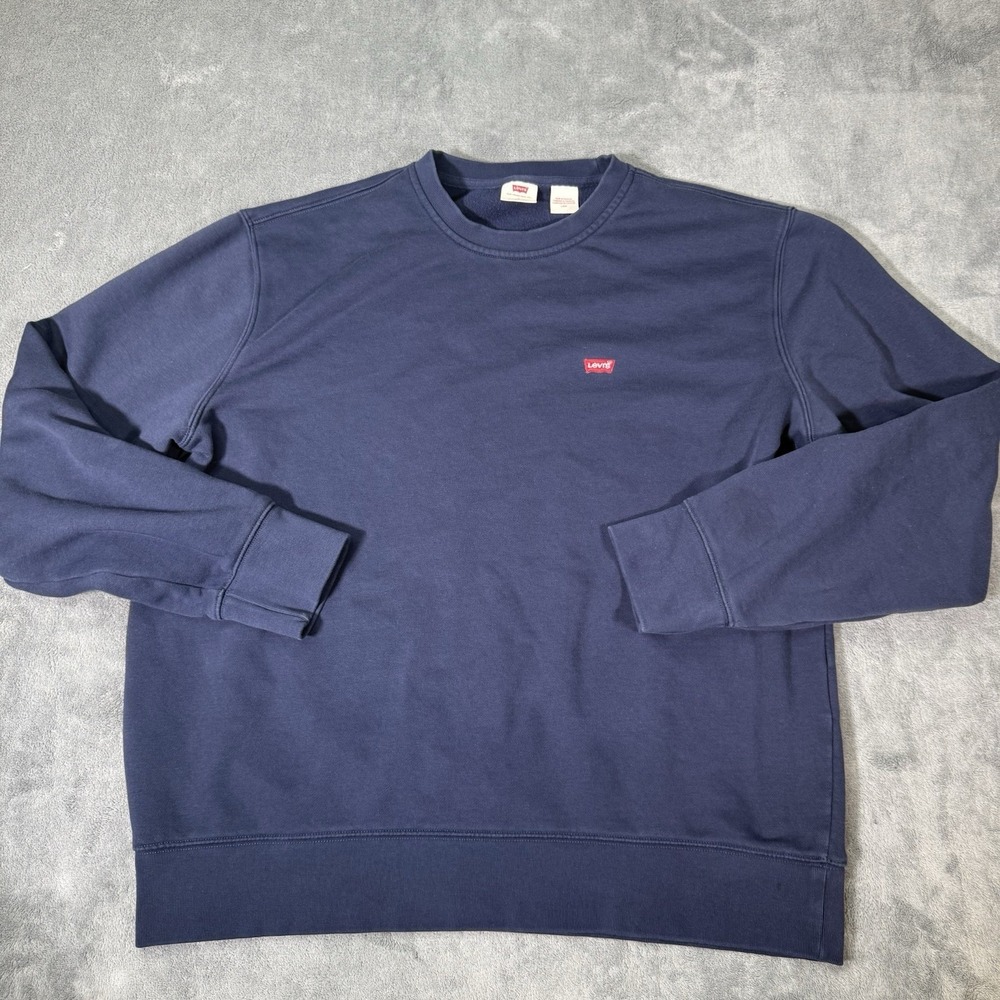 Levi's Crewneck Sweatshirt Men's Large Navy Blue Standard‎ Fit Red Tab Logo